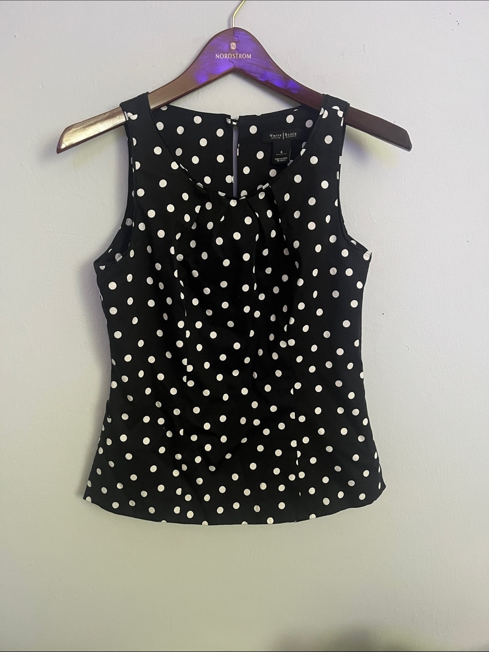 White House Black Market Black & White Polka Dot Sleeveless Camisole